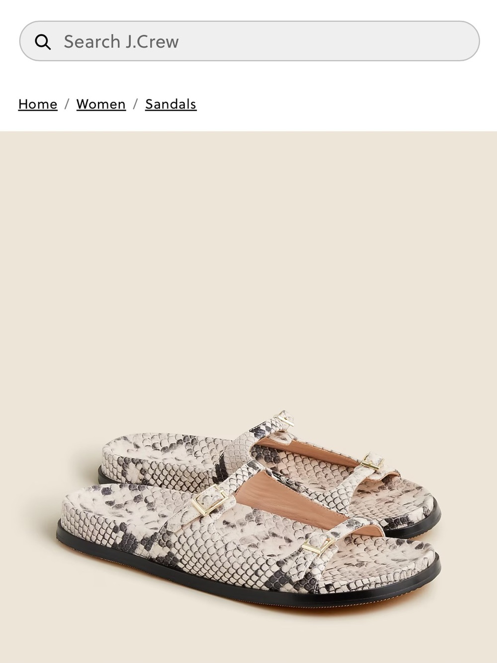 J Crew Colbie Snake skin embossed leather buckle sandals.  NEW no box.